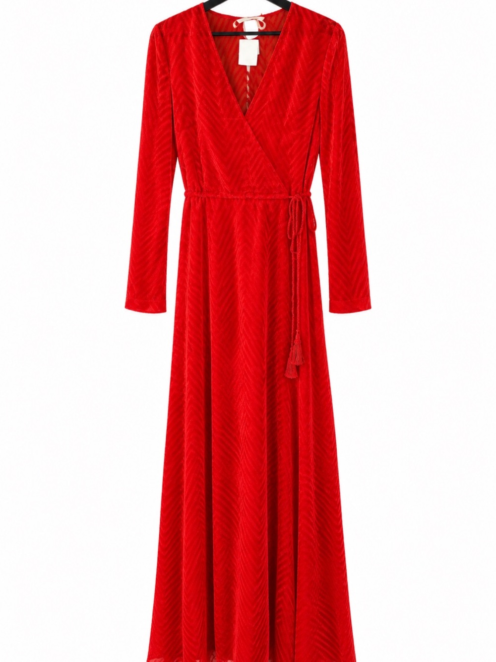 H&M Red Velvet Wrap Maxi Robe